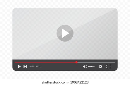 Interfaz de reproductor de vídeo aislada en fondo transparente. Diseño de plantillas de streaming de vídeo para aplicaciones web y móviles. Ilustración del vector