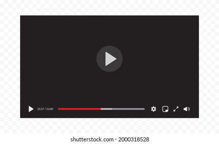 Video player interface isolated on white background. Video streaming template design for website and mobile apps. Vector illustration