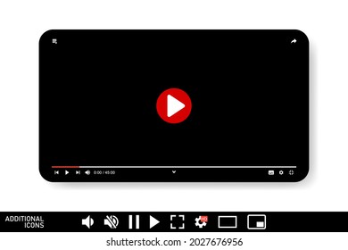Video player interface isolated on white background. Video streaming template design for website and mobile apps. Vector illustration