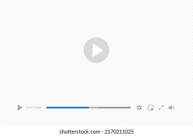 Video player interface isolated on transparent background. Video streaming template. Play video sign. Vector illustration