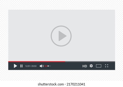 Video player interface isolated on transparent background. Video streaming template design for website and mobile apps. Vector illustration