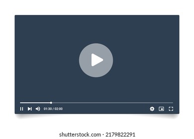 Video player interface isolated on white background. Video streaming template. Mockup live stream window, player. Online broadcasting. Social media concept.