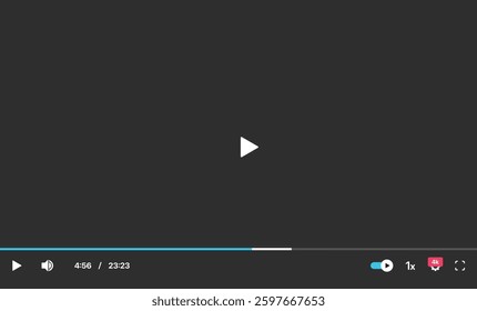 Video player interface isolated on white background. Video streaming template design for website and mobile apps. Vector illustration