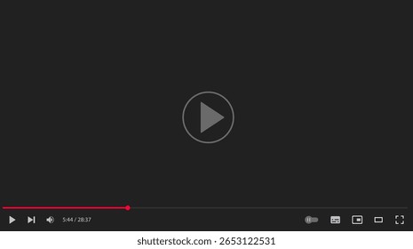 Interface do reprodutor de vídeo isolada em fundo branco. Design de modelo de streaming de vídeo para sites e aplicativos móveis. Ilustração vetorial
