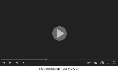 Video player interface isolated on white background. Video streaming template design for website and mobile apps. Vector illustration