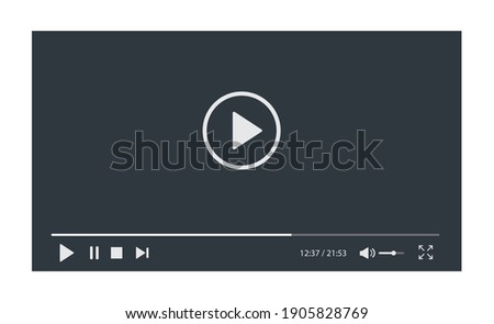 Video player interface isolated on white background. Video streaming template design for website and mobile apps. Vector illustration