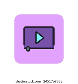 Video player interface line icon. Play button, negative, filmstrip. Video content concept. Can be used for topics like movie, mobile apps, video.