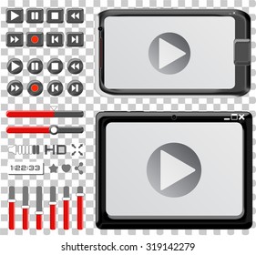 video player interface - media, buttons and control