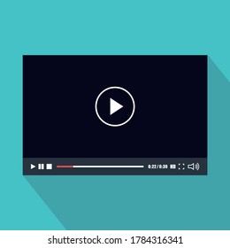 Video player interface. Media player window bar mockup. Web screen template for web and mobile apps.