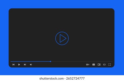 Video player interface. Media player window bar mockup. Web screen template for web and mobile apps. Flat vector illustration.