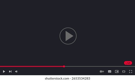 Video player interface. Media player window bar mockup. Web screen template for web and mobile apps. Flat vector illustration.