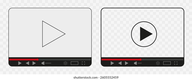 "Video Player Interface, Multimedia Streaming, Play Button Icon, Online Media, Digital Screen, Web Video, UI Design, Modern Minimalist Template, Internet Streaming, 