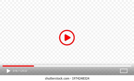 Video player interface on transparent backdrop. Web mockup screen. Vector UI design