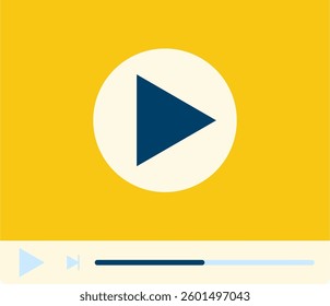 Video player interface for online movie and media streaming, vector design isolated on a white background for web and entertainment.