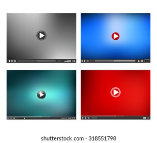 Video Player interface. Online Player template. Players isolated on white background. Vector illustration.
