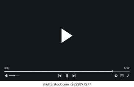 Video player interface, play pause button, timeline, controls.