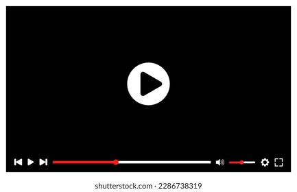 Video player interface. Template video player on computer screen. Media panel. Vector background.