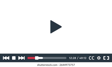 Video Player interface template. Screen frame. Film playback Mockup ui. Media device. White theme