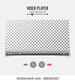 Video Player Interface Template Vector. With Progress Bar And Control Buttons: Full Screen, Volume, Time, HD.