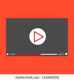 Video player interface template for web and mobile apps, vector illustration