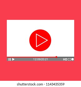 Video player interface template for web and mobile apps, vector illustration