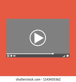 Video player interface template for web and mobile apps, vector illustration