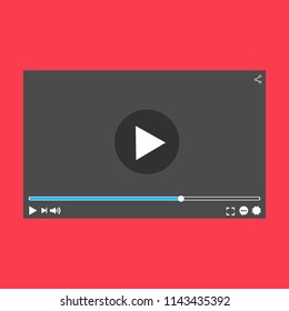 Video player interface template for web and mobile apps, vector illustration