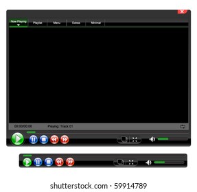 Video player interface template for web and mobile apps, vector illustration