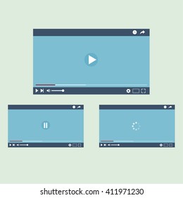 video player interface,  vector, video player flat design,icon
