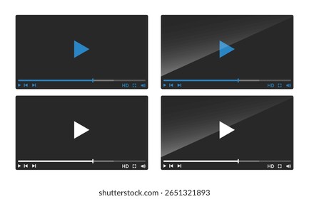 Video player interface. Vector illustration isolated on white background.