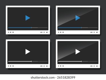 Video player interface. Vector illustration isolated on black background.