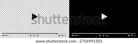 Video Player Interface Vector – Media Screen with Play Button and Control Icons UI Template.