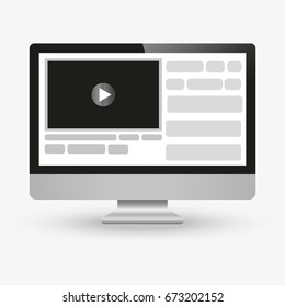 video player interface for web and mobile apps. Flat style. Vector illustration