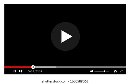 Video player interface web screen template. Vector illustration