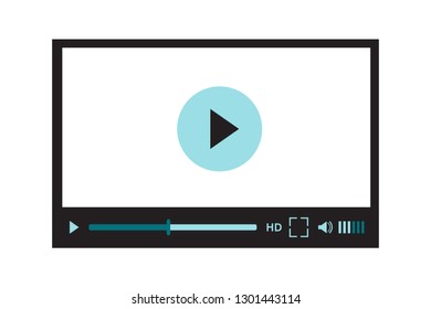 Video player interface for web site design or mobile application. Vector illustration on white