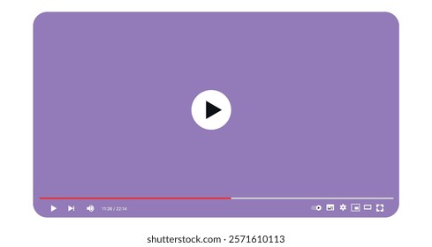 Video player interface for website and Social media ,Multimedia player isolated on white background. media video player template