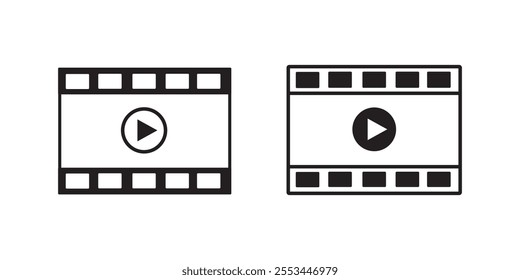 Video player isolated icon vector illustration design, online video linear icon, play video clip outline icon with editable stroke...