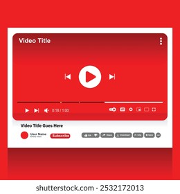 Player de vídeo isolado em plano de fundo vermelho