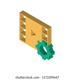 Video player isometric left top view 3D icon