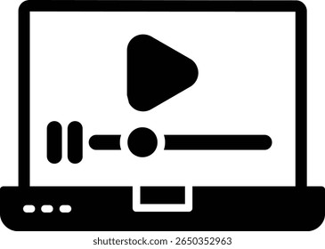 Video Player Line Glyph Vector Icon Design