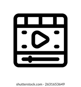 ícone da linha do player de vídeo. Ícone de vetor limpo e minimalista para sites, aplicativos móveis, apresentações e logotipos. Totalmente dimensionável e personalizável para qualquer projeto.