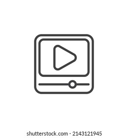 Icono de línea del reproductor de vídeo. signo de estilo lineal para concepto móvil y diseño web. Icono de vector de contorno del reproductor de medios. Símbolo, ilustración del logotipo. Gráficos vectoriales