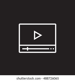 Video player line icon, outline vector logo illustration, linear pictogram isolated on black