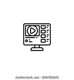 Video player Line Icon, Vector Template