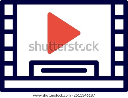 Video Player Line Red Filled Vector Icon Design