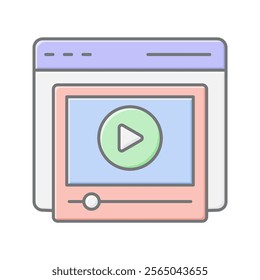 Video Player lineal color icon , vector, pixel perfect, illustrator file