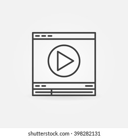 Video player linear icon - vector online video symbol or logo element in thin line style