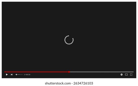 Video player with a loading animation on dark background and red progress bar. Perfect for streaming mockups and UI design projects. Vector EPS 10