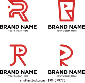 Video player logo template with R alphabet