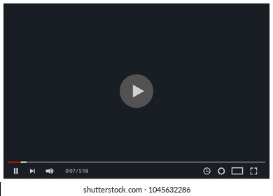 Video player mockup. Black flat template for web and mobile apps design. Vector illustration.